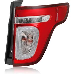 LED Tail Lights Assembly Compatible with 2011-2015 Ford Explorer XLT Taillight Red Clear W/LED DRL Rear Brake Lamp Signal with Bulbs and Harnesses Replace Right Passenger Side FO2801226