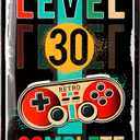 LANOLU Vintage Tin Sign - LEVEL 30 - Perfect 30th Birthday Gift for Him, Dirty 30 Decorations, 12x8, Set of 2