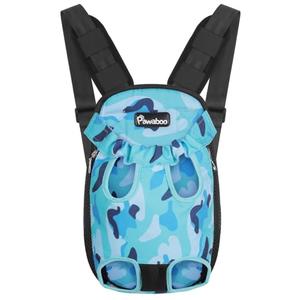 Pawaboo Pet Carrier Backpack, Adjustable Pet Front Cat Dog Carrier Purse Travel Bag, Legs Out, Easy-Fit for Traveling Hiking Camping for Small Medium Dogs, Large Size, Blue Camouflage