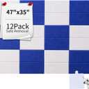 Large Felt Wall Tiles & Cork Board Set, 47x35 Inch | Includes 30 Push Pins & 96 Adhesive Tapes | 12 Felt Bulletin Board Tiles for Office, Dorm, Classroom, or Home Decor (Royal Blue and White)