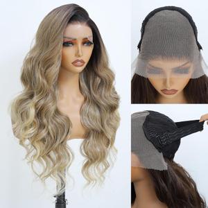 Ash Blonde 13×6 HD Lace Wig Pre-Plucked Rooted Ombre Wig for Black Women