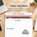 BOX USA Rigid Mailers 9" x 11" (100-Pack) - Cardboard Mailer Envelopes for Photos, Important Documents, Certificates - Stay Flat, 9x11 1/2" 100-Pk
