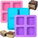 4 Cavity Chocolate Covered Cookie S'mores Molds, 3Pcs Silicone Square Molds Reusable Non Stick Silicone Trays for Smores, Chocolate, Graham Crackers, Candy, Marshmallow Making