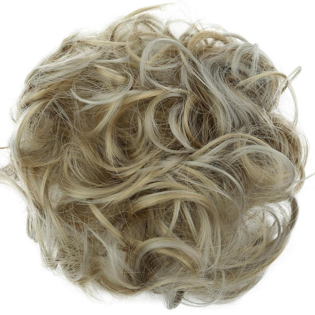 CAISHA Messy Scrunchie Bun Voluminous Wavy Hairpiece Heat-resistant Synthetic Fibres Ash Blonde Mix G32A