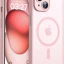 TOCOL Magnetic for iPhone 15 Case, Upgraded Full Camera Protection, Compatible with Magsafe, Drop Protection, Translucent Matte Back Bumper Phone Cover 6.1-Inch (Light Pink)