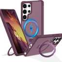 Magnetic Stand for Samsung Galaxy S25 Ultra Case [Military Grade Drop Protection] with Kickstand, Matte Translucent Slim Case for S25 Ultra 6.9", Burgundy