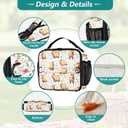 Guinea Pig Lunch Bag Floral Insulated Lunch Bag for Women Girls Reusable Lunch Box with Adjustable Shoulder Belt Portable Cooler Bag for School Travel Office Picnic (One Size, Color-1)