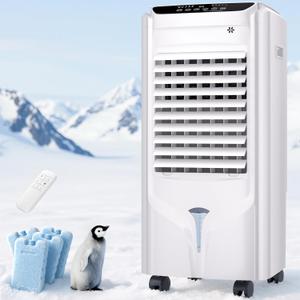 1800 CFM Swamp Cooler, Evaporative Air Cooler with 4.2-Gal Water Tank, 120 Oscillation, 12H Timer, Remote & Touch Control, Windowless Portable Air Conditioner for Indoor Office Outdoor Use