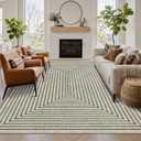 Latte&Fog 5x7 Area Rugs for Living Room Bedroom, Beige Modern Abstract Washable Rug, Boho Non Slip Low Pile Carpet for Indoor Dining Room, Office, Dorm, Classroom, Farmhouse and Kids Room - Beige
