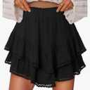 Flowy Shorts for Women Ruffle Skorts Mini Skirts High Waisted Teen Gilrs Tennis Skort Summer Shorts Black M