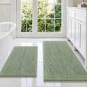 Smiry Chenille Bathroom Rugs Sets 2 Piece (47x20+30x20, Sage Green) | Soft Absorbent Machine Washable Non Slip Shaggy Bath Rug Set for Tub, Shower, and Floor, Home Decor