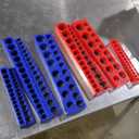 Magnetic Socket Organizer Set, 6-Piece Socket Holder Set Includes 1/4", 3/8", 1/2" Drive Metric SAE Socket Trays, Holds 141 Pieces Standard Size and Deep Size Sockets(Socket not Included),red and blue