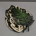 Olnverath 7 Pcs Tropical Wall Decor, Wooden Natural Leaves Plant Wall Decor, Vintage Tropical Plant Plaque for Living Room Kitchen Bedroom Garden Office(Green)