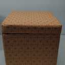 HomePop Upholstered Storage Cube Ottoman with Hinged Lid, Orange Geometric 17" x 17" x 18"