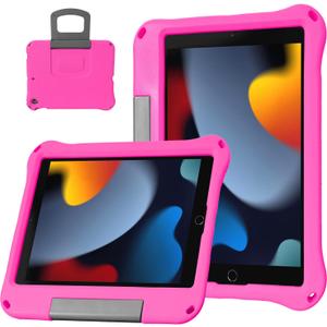Case Compatible with iPad 10.2 Inch 2021/2020/2019, for iPad 9th/8th/7th Generation Case,Light Weight Shock Proof Convertible Handle Stand Full Body Kids Case (Pink)