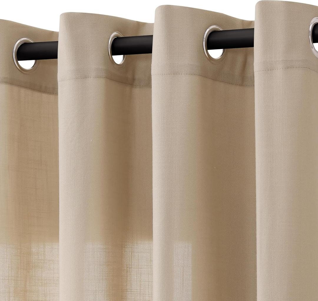 Curtains 48x68 Inch Length 6 Panels for Living Room Bedroom, Light Filtering Sheer Curtains 48x68 Inches, Elegant Modern Grommet Semi Sheer Soft Privacy Drapes 