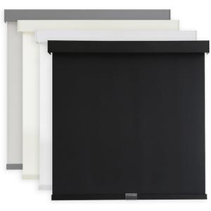AOSKY Light Filtering Roller Shades Cordless Blinds for Windows, Free-Stop Shades with Valance, 99% Blackout, Thermal Insulated Fabric, UV Protection, Natural Woven Blinds 46" W x 72" H, Black