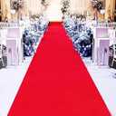 YADI 3×50 ft Red Wedding Carpet Party Decorations Polyester Fabric Aisle Runner for Indoor Outside Wedding Ceremony, Prom, Birthday - 1 Roll
