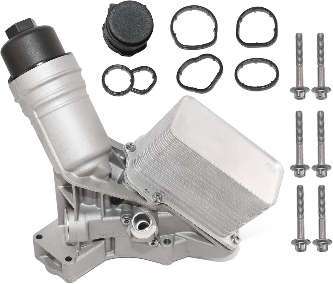 3.0L Gas Aluminum Oil Cooler Filter Compatible with 2016-2018 BMW 340i 2018-2019 BMW X3 Replace# 11428583895 11428588578