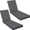 AAAAAcessories Outdoor Chaise Lounge Cushions, Fade-Resistant, Waterproof Patio Furniture Replacement Cushions, 72" x 21" x 3", Set of 2, Dark Gray