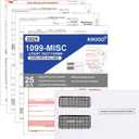 1099 MISC Forms 2025, 4 Part Tax Forms Kit, 25 Vendor Kit of Laser Forms, Compatible with QuickBooks and Accounting Software, 25 Lick-and-Seal Envelopes Included