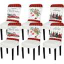 Preboun 6 Pcs Winter Chair Covers Set Removable Washable Stretch Dining Room Slipcovers Parson Chair Protector for Winter Home Ceremony Party Decoration, 3 Style(Classical,White) (Blue)