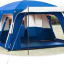KTT Extra Large Tent 12 Person(B),Family Cabin Tents,2 Rooms,3 Doors and 3 Windows with Mesh,Straight Wall,Waterproof,Double Layer,Big Tent for Outdoor,Picnic,Camping,Family Gathering
