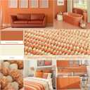 Large Bathroom Rugs Runner, 20x47 Chenille Bath Mat, Pumpkin Orange