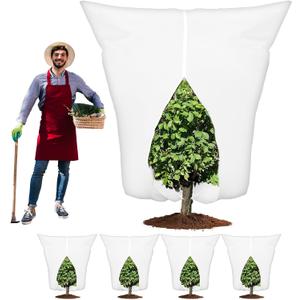 4PCS Large Plant Covers Freeze Protection 2.2oz Reusable Winter Frost Cloth Plant Protection Jacket Cover Bags Frost Blankets, for Shrub Trees Outdoor Plants Fruit Tree Potted, 75" W x 90" H