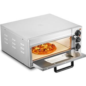 VEVOR Commercial Pizza Oven Countertop, 16" Single Deck Layer, Stainless Steel Electric Pizza Oven with Stone and Handle, Multipurpose Indoor Pizza Maker for Restaurant Home Pretzels Baked
