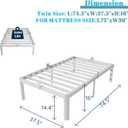 16 Inch Twin Bed Frame with Metal Gasket, White Single Bed Base