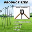MorningRo 18 Pcs 42'' Double Rope Stakes Black Steel Poles/Stakes with Loop Fence Poles for Creating a Rope Border Around Flower Beds, Trees, Gardens, Walkways