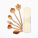 Natural Wooden Spoons and Forks Set (Set of 6), Hostess Gifts for Women, Couple, Valentines Gifts Ideas, New Year for Mom, Kitchen Cottagecore, Handmade Cooking Gift Ideas