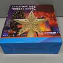 Christmas Tree Topper Lighted Star with 6 Projection Modes, Christmas Hollowed Star Tree Topper Built-in LED Rotating Lights, 3D Shining Projector Lights Tree Topper for Christmas Party Decorations