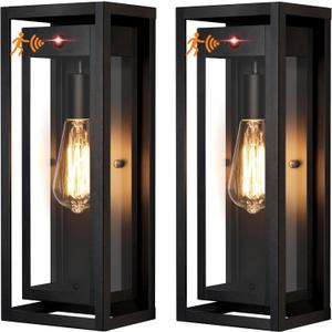 15" Motion Sensor Outdoor Wall Sconce Set of Two, Large Dusk to Dawn Outdoor Sconce Lights, Waterproof Anti-Rust Outdoor Lights for House, Exterior Motion Sensor Light for Garage, Porch