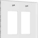 Rougui Decorative Outlet Covers William Morris Green Plant Boho Leaf Pink Peacocks 2 Gang Wall Plate Double Rocker Decora Light Switch Cover Plate Jumbo Dual Electrical GFCI Switch Plate Cover (2-Gang Rocker /4.6 x 4.5 IN)