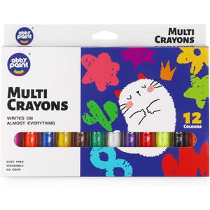 12 Colors Twistable Washable Window Crayons,Silky Non-Toxic Art Markers for Glass,Paper,Bath & Window Painting
