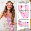 Birthday Girl Sash & Glasses Set, Pink Birthday Sash & Sunglasses, 'BIRTHDAY GIRL' Accessories for Women Girls
