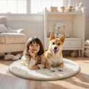 Ophanie Round Rug 3Ft Ivory Circle Area Rugs, Fluffy Fuzzy Small Bedroom Carpet 3 Foot, Plush Shag Floor Cream Living Room Circular Aesthetic Decor for Kids Teen Boys Baby Girls, Nursery,Classroom
