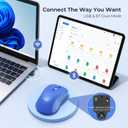 Seenda Bluetooth Wireless Mouse, Bluetooth & 2.4G USB Dual Mode, Quiet Clicks, 1600 DPI Smooth Tracking, Ergonomic Design, 24-Months Battery Life, Portable Mouse for Laptop/Mac/Ipad/PC/Tablet-Blue