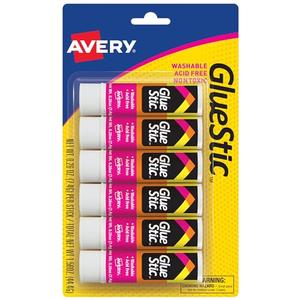 Avery Glue Stick White, Washable, Nontoxic, 0.26 oz. Permanent Glue Stick, Pack of 6 (98095)