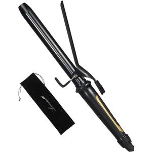 Lanvier 1 Inch Extra Long Hair Curling Iron with Ceramic Tourmaline Barrel, Professional Hair Curler up to 450F with Dual Voltage for Worldwild Use, Hair Waving Style Tool for Girls&WomenBlack