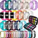 18 Pack Sport Band Compatible with Apple Watch Bands 40mm 41mm 42mm 44mm 45mm 46mm for Women Men,Silicone iWatch Bands with Screen Protector Case for iWatch 10 9 8 7 6 5 4 SE (Select the Right Size)