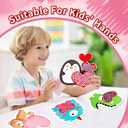 Valentines Day Gifts for Kids-24 Sets Valentines Day Crafts for Kids Lacing Cards,Sewing Pattern Cards in 6 Love Animals with 72 Colorful Laces,Exchange Valentine's Day Cards for Kids