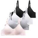SALIA GIRL Soft Padded Bras for Girls & Teens 12-14, No Wires Cotton Developed Training Bras (32, Black/Grey/Pink/White)