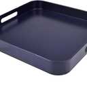 Square Navy Blue Decorative Serving Tray with Handles, Versatile Ottoman Tray for Coffee Table, Entertaining, Outdoor Patio, Living Room, 13*13*1.6