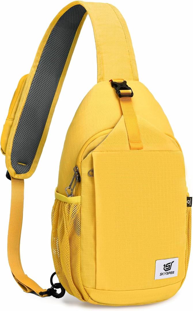 SKYSPER Sling Bag RFID Cross Body Bag Recycled Crossbody Backpack Travel Daypack Apricot
