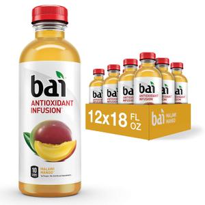 Bai Flavored Water, Malawi Mango, Antioxidant Infused Drinks, 18 Fluid Ounce Bottle (Pack of 12) (EXP 08/20/26)