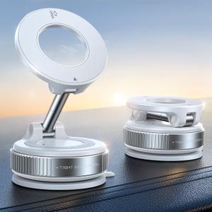 JOYROOM Vacuum Magnetic Car Phone Holder, Strongest Suction Cup 360 Adjustable Magsafe Car Phone Mount, Foldable Cell Phone Holders for Your Car for iPhone 16 Pro Max 15 14 13 12 Plus/Android (White)