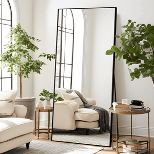 71x32 Modern Rectangle Aluminum Alloy Frame Full Length Mirror Floor Mirror with Stand,Black